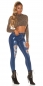 Preview: High Waist Stretch-Jeans im Used-Look - blue washed