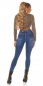 Preview: High Waist Stretch-Jeans im Used-Look - blue washed