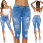 Preview: Capri- Jeans im modischen Used-Look - blue washed