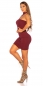 Preview: Elegantes One-Shoulder Bodycon Minikleid - bordeaux