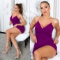 Preview: Elegantes Party-Minikleid mit Strass Träger - violett