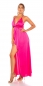 Preview: Elegantes Neckholder Kleid in Satin-Optik - pink