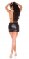 Preview: Sexy Wetlook-Minikleid mit Zierschnürung - schwarz