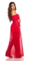 Preview: Exklusives Chiffon-Maxikleid mit Carmen-Ausschnitt - rot