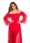 Preview: Exklusives Chiffon-Maxikleid mit Carmen-Ausschnitt - rot