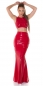 Preview: Maxirock im Latex-Look mit sexy Schlitz in rot