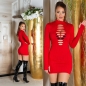 Preview: Rippstrick Minikleid mit sexy Cutouts - rot