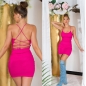 Preview: Stretch Minikleid mit tiefen Rückenausschnitt - pink