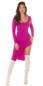 Preview: Sexy asymetrisches Feinstrick Minikleid mit Soft Cups - magenta