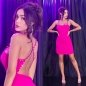 Preview: Sexy Party-Minikleid mit Strass Verzierung - pink