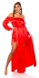 Preview: Elegantes Satin-Maxikleid mit Carmen-Ausschnitt - rot