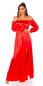 Preview: Elegantes Satin-Maxikleid mit Carmen-Ausschnitt - rot