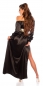 Preview: Elegantes Satin-Maxikleid mit Carmen-Ausschnitt - schwarz