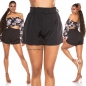 Preview: Elegante Sommer-Shorts mit Gürtel - schwarz