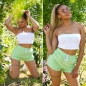 Preview: Süsse Sommer-Shorts mit Schriftzug - grün
