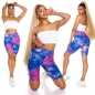 Preview: Figurbetonte Push Up Capri-Leggings im High Waist-Look - blau