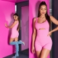 Preview: Sexy Jumpsuit Einteiler im 2in1 Look - rosa