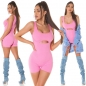 Preview: Sexy Jumpsuit Einteiler im 2in1 Look - rosa