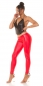 Preview: Leggings im Moulin Rouge Look mit Schnürleiste in rot