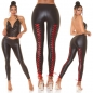 Preview: Leggings im Moulin Rouge Look mit Schnürleiste in schwarz