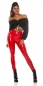 Preview: Sexy glänzende Wetlook-Hose mit Zipper in rot