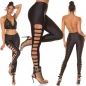 Preview: Sexy Stretch Leggings mit Cutouts in schwarz