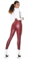 Preview: High Waist Kunstleder Leggings mit Zipper - bordeaux