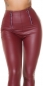 Preview: High Waist Kunstleder Leggings mit Zipper - bordeaux