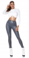 Preview: High Waist Kunstleder Leggings mit Zipper - grau