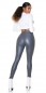 Preview: High Waist Kunstleder Leggings mit Zipper - grau