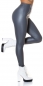 Preview: High Waist Kunstleder Leggings mit Zipper - grau