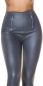 Preview: High Waist Kunstleder Leggings mit Zipper - grau