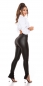 Preview: Extra lange Leggings im sexy Lederlook - schwarz