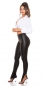 Preview: Extra lange Leggings im sexy Lederlook - schwarz