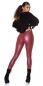 Preview: High Waist Thermo-Leggings im sexy Wetlook mit Schnürung - bordeaux