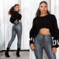 Preview: High Waist Thermo-Leggings im sexy Wetlook mit Schnürung - grau