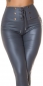 Preview: High Waist Thermo-Leggings im sexy Wetlook mit Schnürung - grau