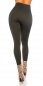 Preview: Highwaist Thermo Leggings mit Zier-Zippern in khaki