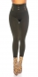 Preview: Highwaist Thermo Leggings mit Zier-Zippern in khaki