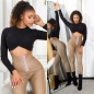 Preview: Thermo Wetlook High Waist Leggings mit Shape-Effekt - braun