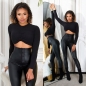 Preview: Thermo Wetlook High Waist Leggings mit Shape-Effekt - schwarz