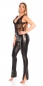 Preview: Sexy Leder-Look Hose mit Cutouts in schwarz