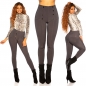 Preview: High-Waist-Leggings mit Deko-Knöpfen - anthrazit