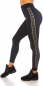 Preview: Nahtlose Thermo-Leggings mit metallischen Streifen-Effekt - schwarz/gold