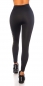 Preview: Nahtlose Thermo-Leggings mit metallischen Streifen-Effekt - schwarz/gold