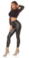 Preview: Must Have Thermo-Leggings mit Zierknopf-Leiste - schwarz