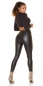 Preview: Must Have Thermo-Leggings mit Zierknopf-Leiste - schwarz