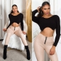 Preview: High Waist Thermo Leggings mit Zipper im Wetlook - beige