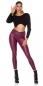 Preview: High Waist Thermo Leggings mit Zipper im Wetlook - bordeaux