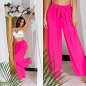 Preview: Leichte Sommer Damen Hose mit Bindebändchen in pink